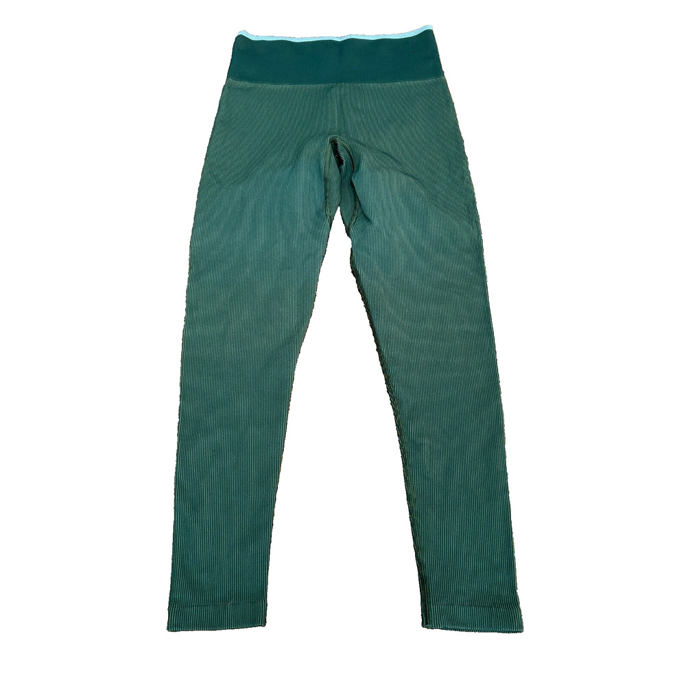 Outdoor Voice Women's Green Ribbed Elastic High Waist Ankle Legging Size S